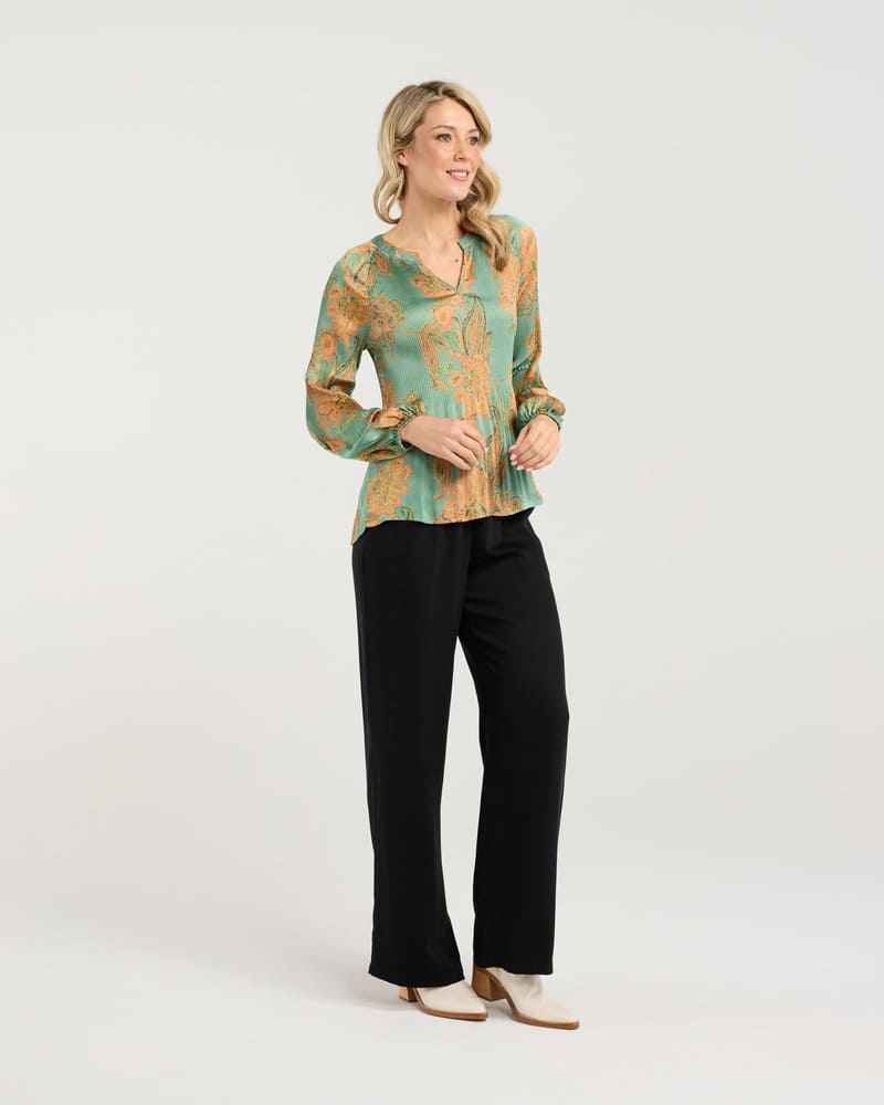 BLACKSTONE Pollyana Pleat Top Spearmint
