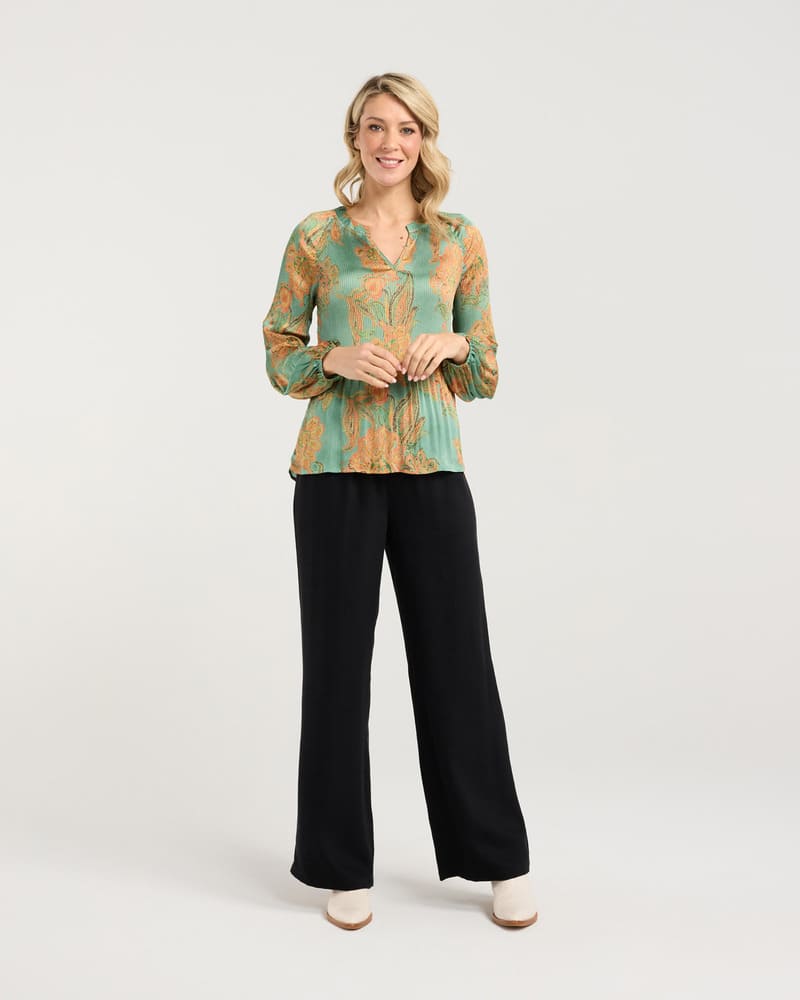 BLACKSTONE Pollyana Pleat Top Spearmint
