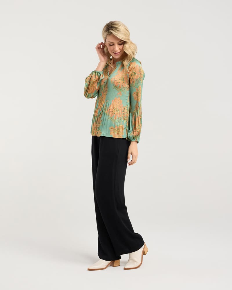 BLACKSTONE Pollyana Pleat Top Spearmint