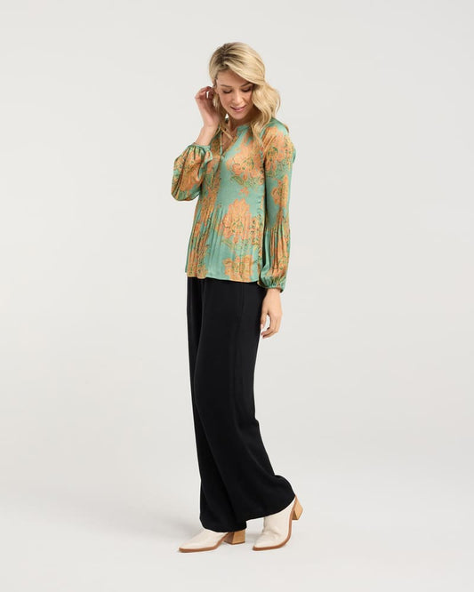 BLACKSTONE Pollyana Pleat Top Spearmint