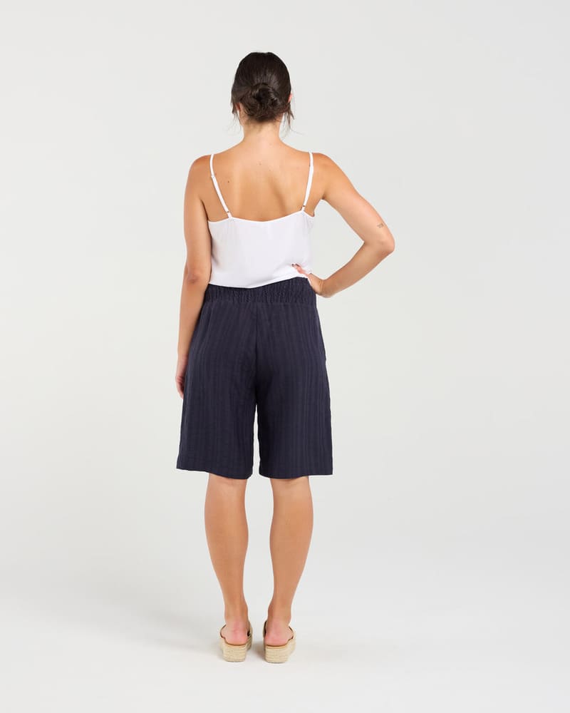 BLACKSTONE Darcy Shirred Shorts FNavy