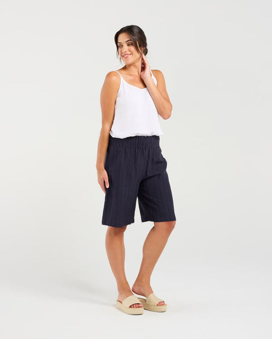BLACKSTONE Darcy Shirred Shorts FNavy
