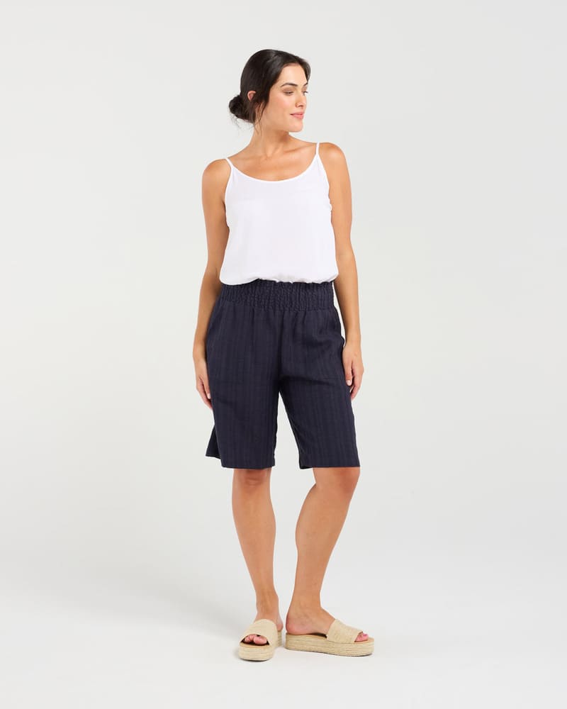 BLACKSTONE Darcy Shirred Shorts FNavy