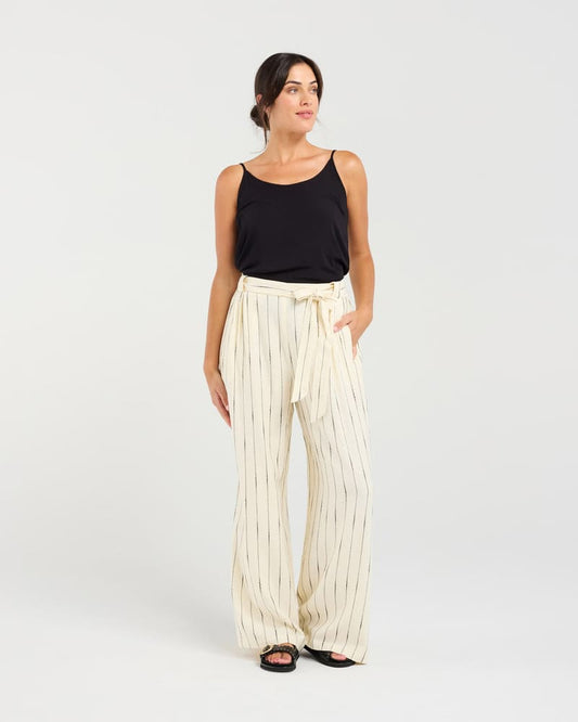BLACKSTONE Annette Pinstripe Pants Ivory
