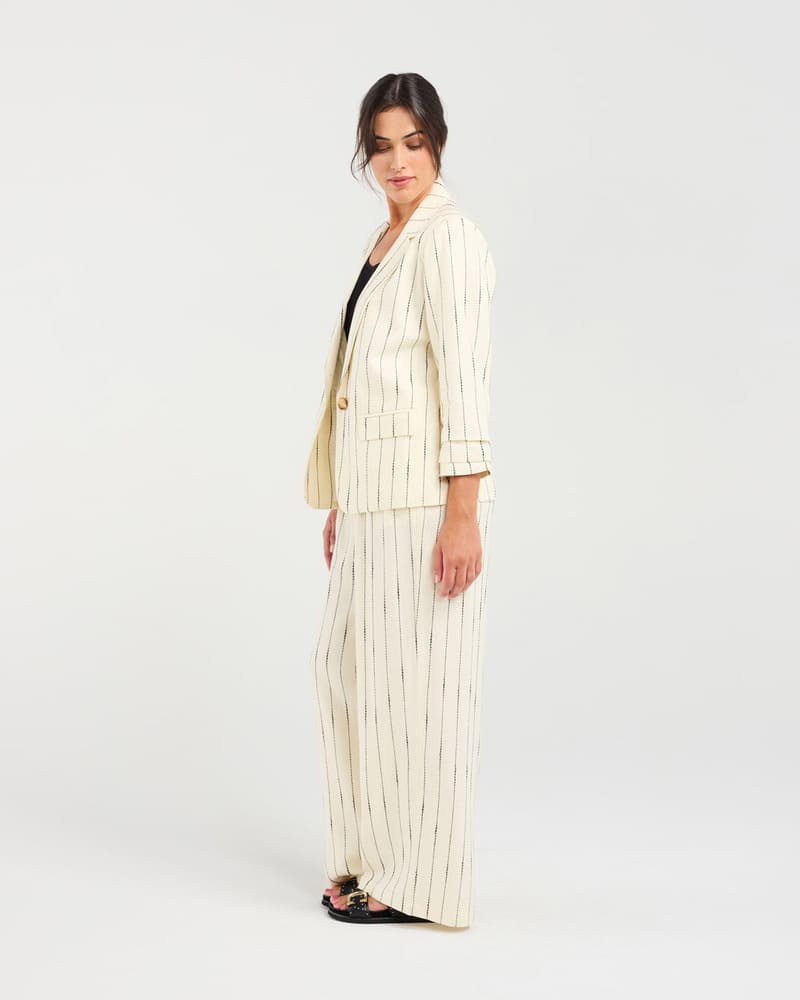 BLACKSTONE Roxanne Pinstripe Blazer Ivory