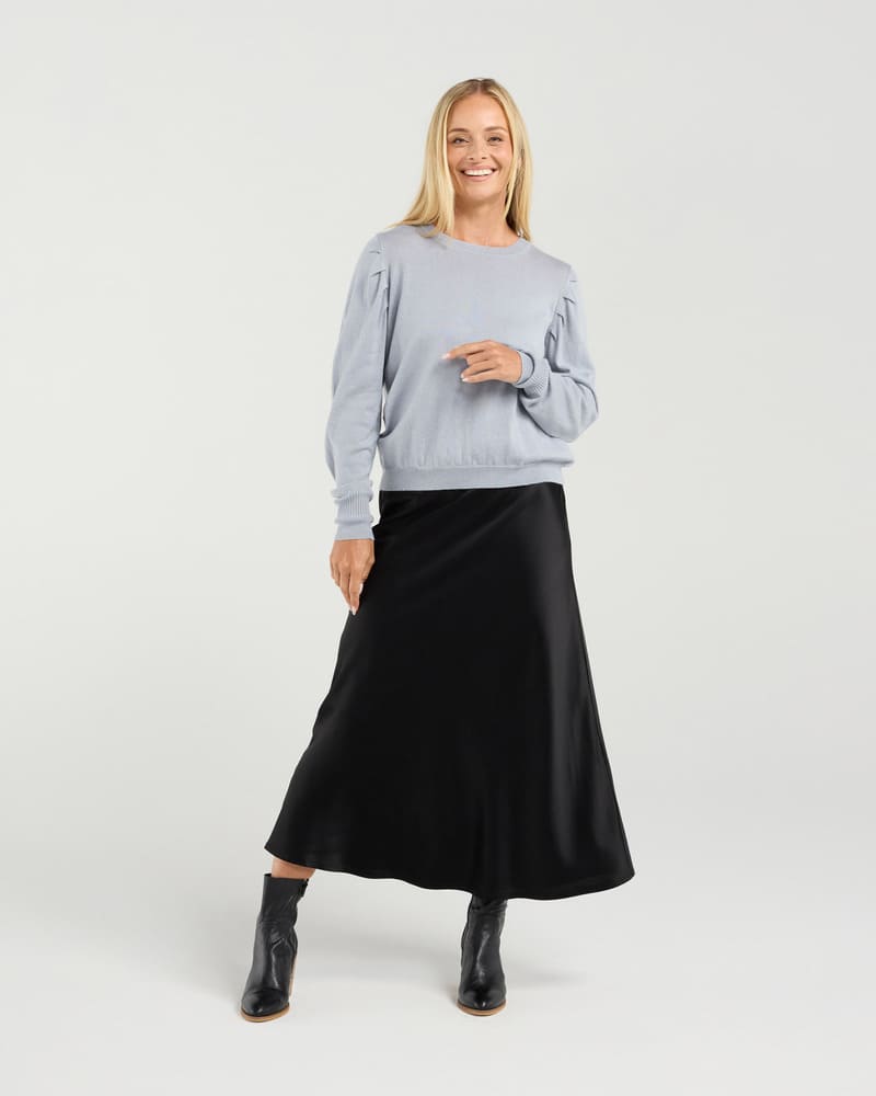 BLACKSTONE Astor Pleat Knit Top SilverB