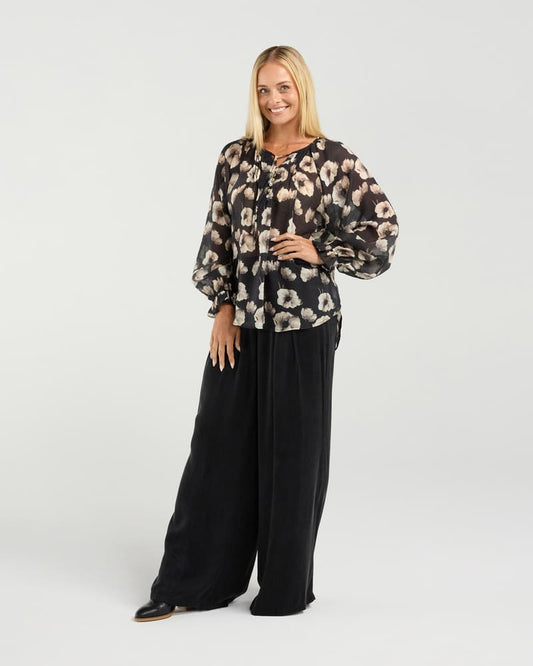 BLACKSTONE Samantha Pinstitch Blouse BlackP