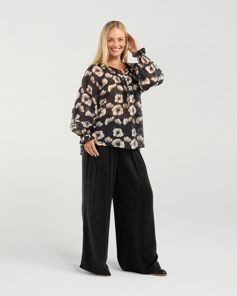 BLACKSTONE Samantha Pinstitch Blouse BlackP