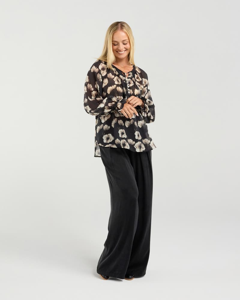 BLACKSTONE Samantha Pinstitch Blouse BlackP