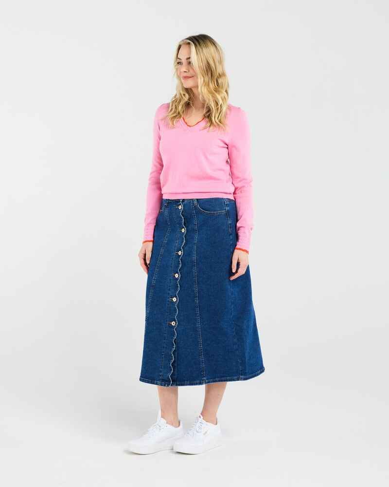 BLACKSTONE Maddy Scallop Trim Knit Pink