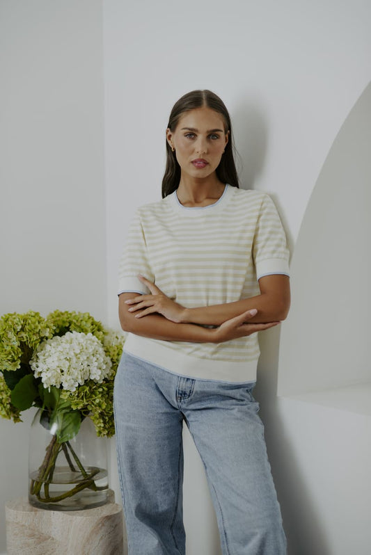 B&L Stripe Tipping Tee ButterIv