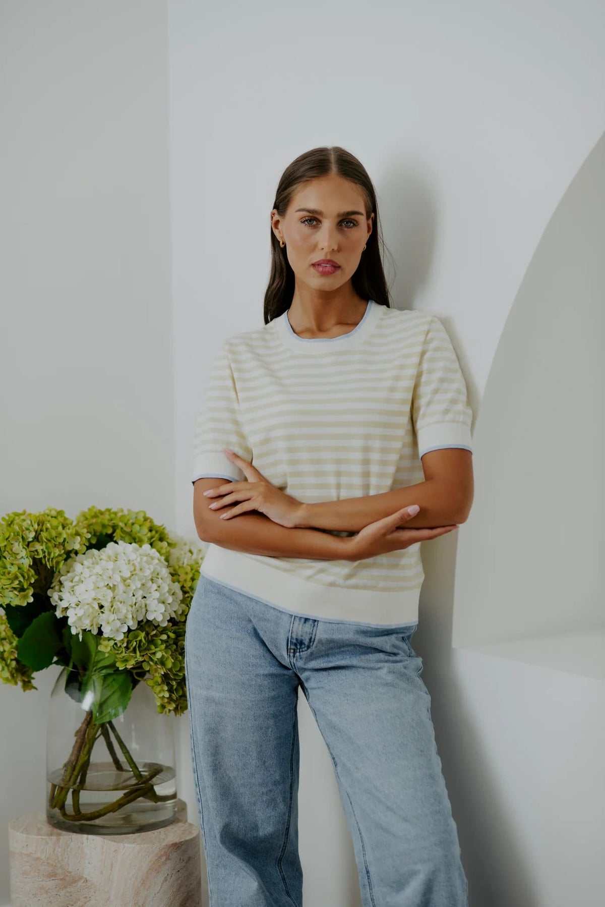 B&L Stripe Tipping Tee ButterIv