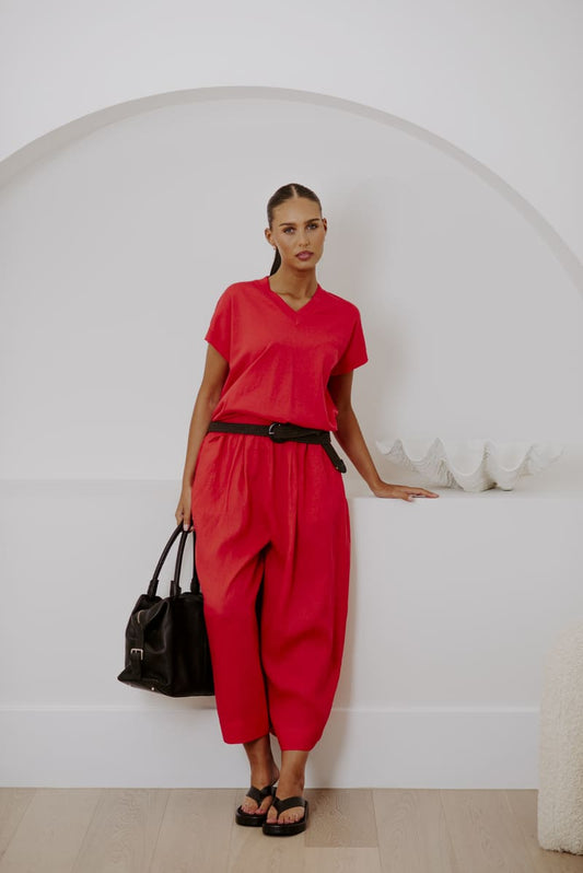 B&L VNeck CapSl Top Geranium