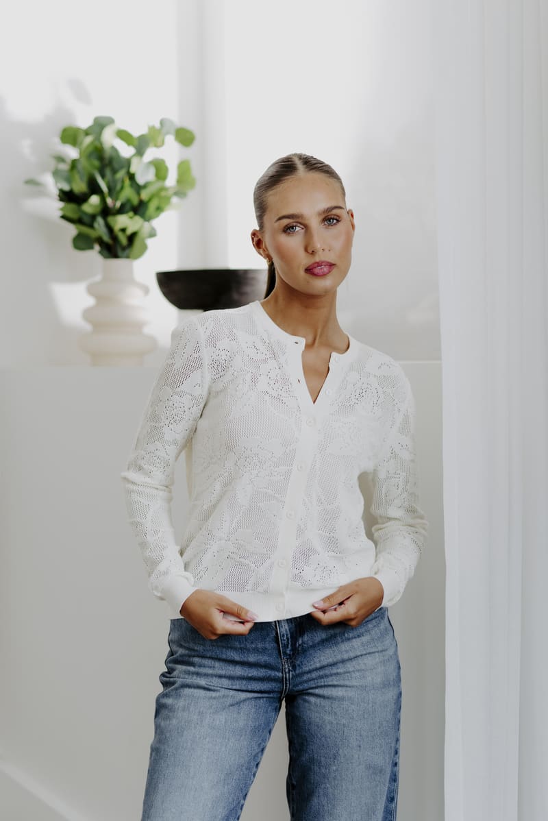 B&L Lace Knit Cardy Ivory