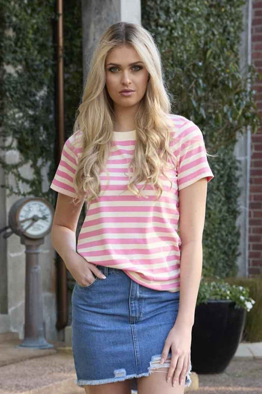 CHARLO Milo Stripe Tee Pink