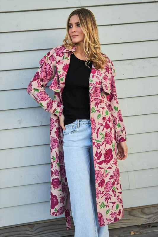 CHARLO Freya Floral Coat Pink
