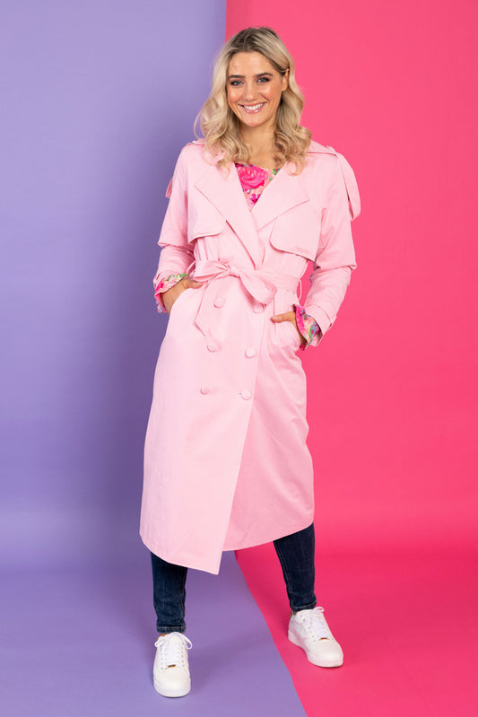 CHARLO Vine Trench Coat Pink