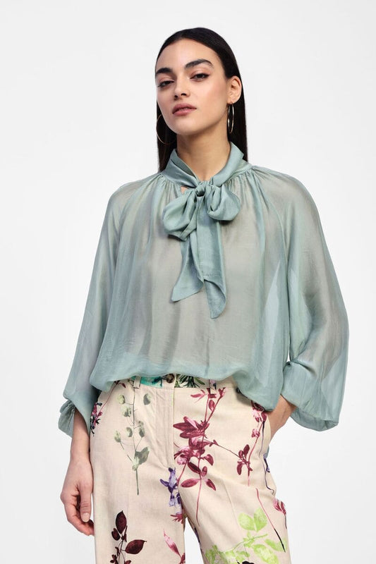 DIXIE Primavera Pussy Bow Blouse Sage