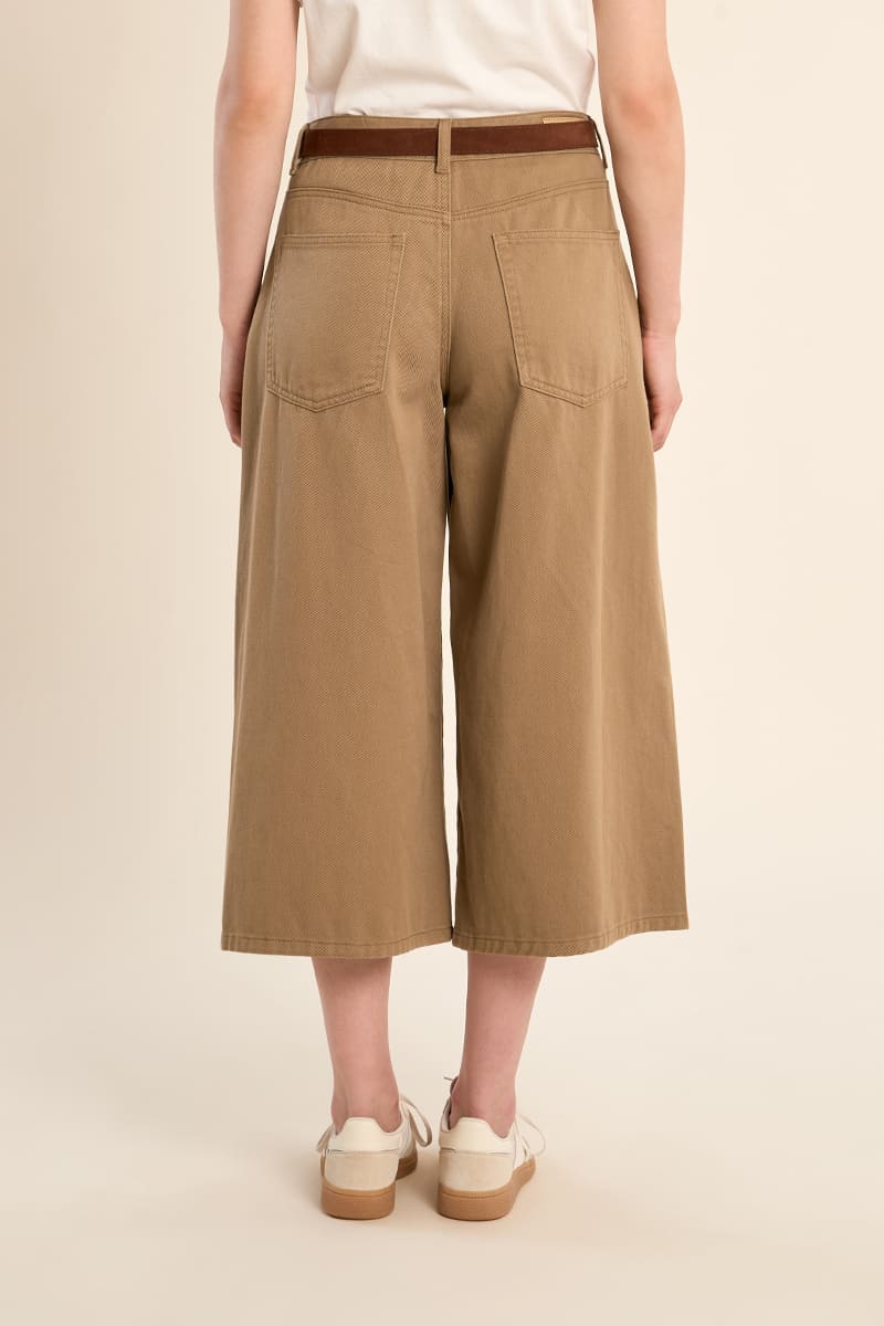 MOLLY BRACKEN Wide Cropped Pants Khaki