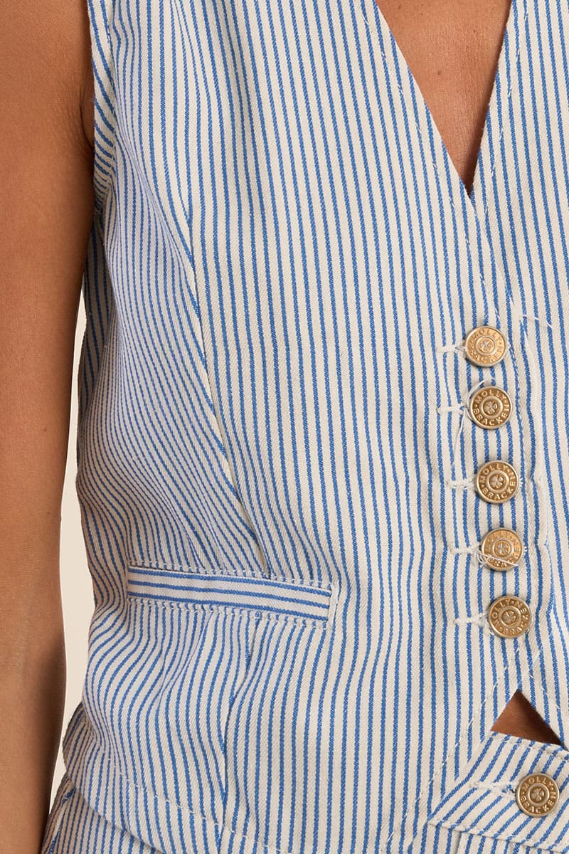 MOLLY BRACKEN Pinstripe Vest LtBlue