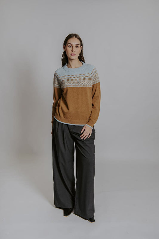 BELLA Fairisle 2Tone Pullover Cin/PBlue