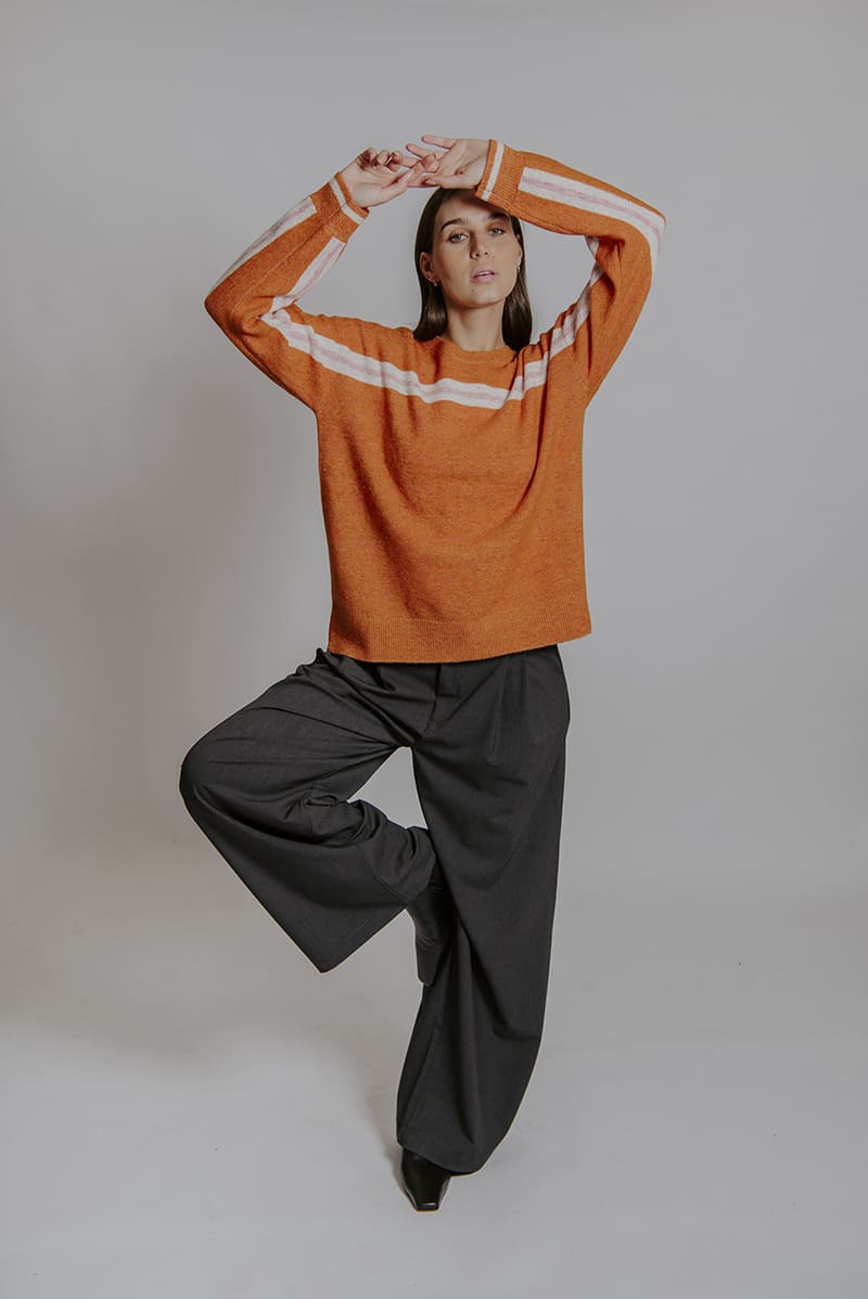 BELLA Yoke Stripe Pullover MarmaladeC