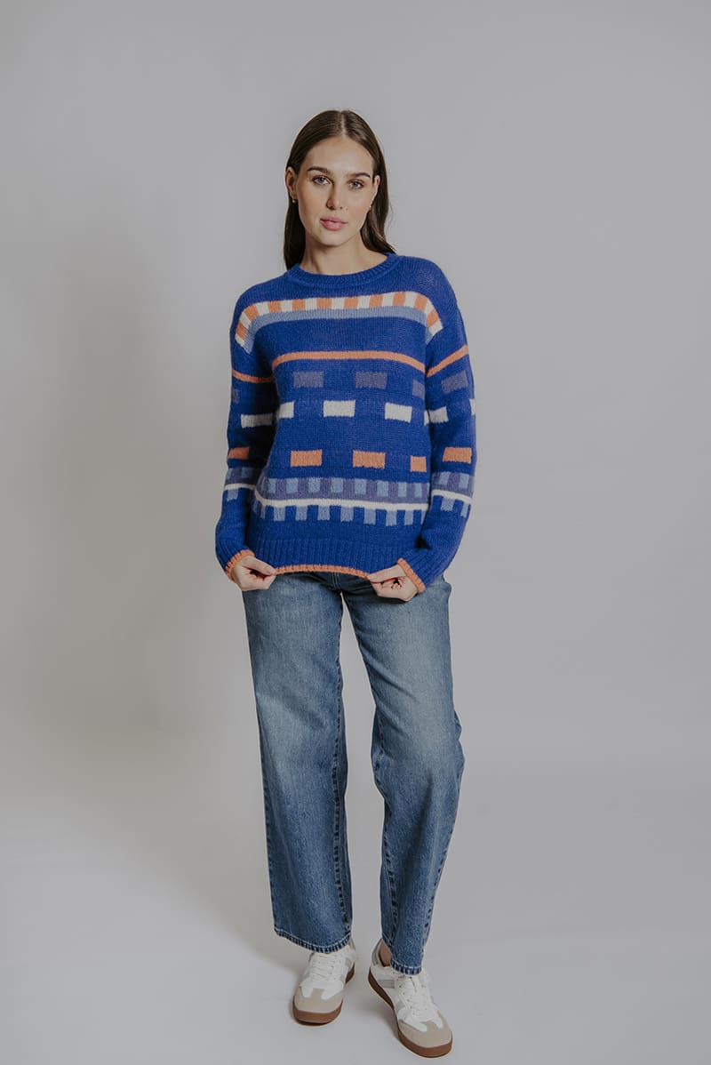 BELLA Geo Jacq Pullover Sapphire