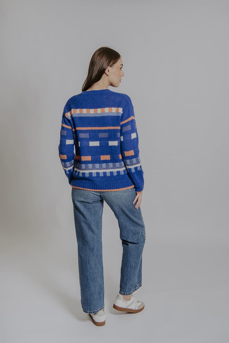 BELLA Geo Jacq Pullover Sapphire