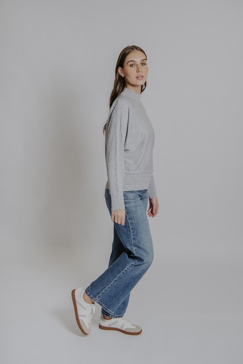 BELLA Dolman Lurex Pullover Silver