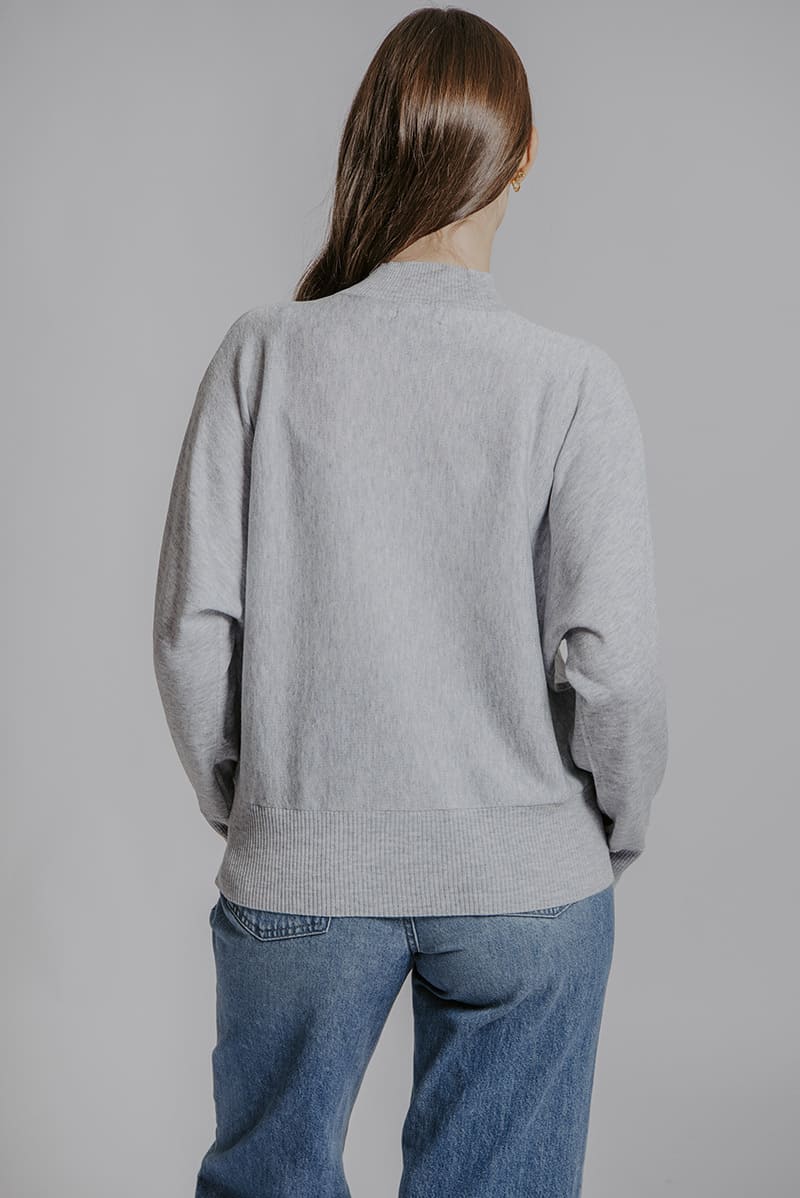 BELLA Dolman Lurex Pullover Silver