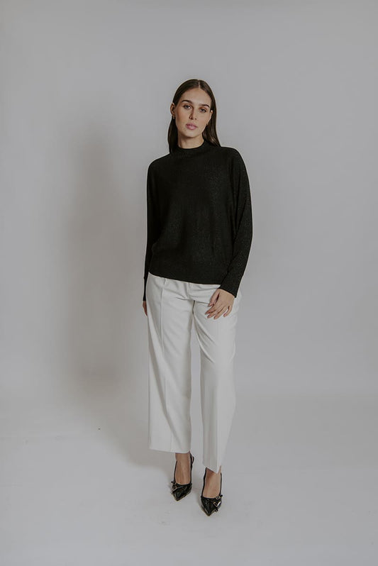 BELLA Dolman Lurex Pullover Black