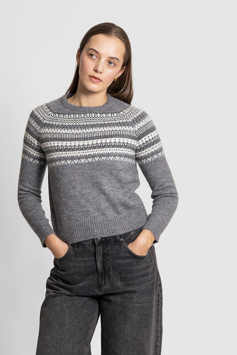 FIELDS Fairisle Pullover GreyC
