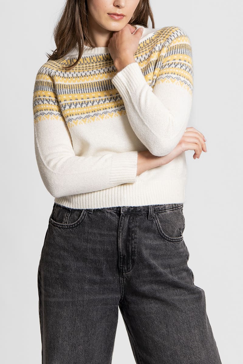 FIELDS Fairisle Pullover WhiteCom