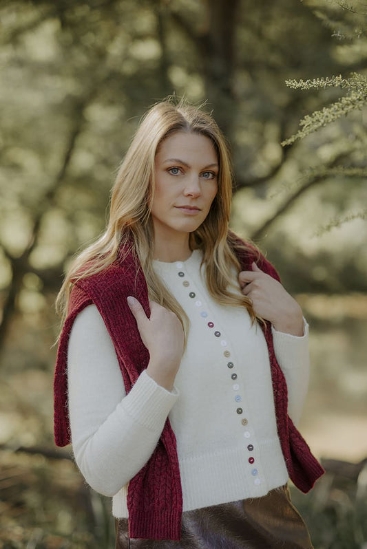 FIELDS Crew MButton Cardy White