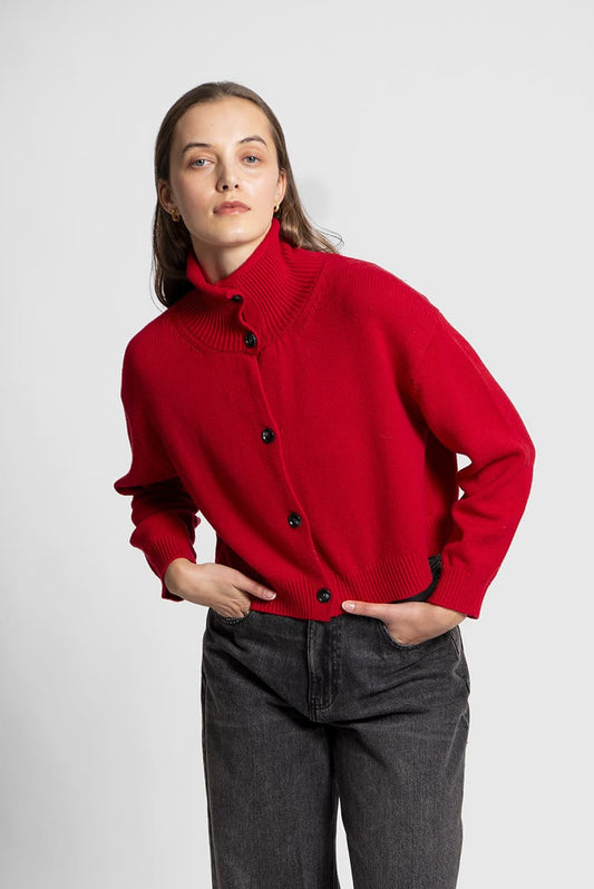 FIELDS FunnelN Cropped Cardy Crimson