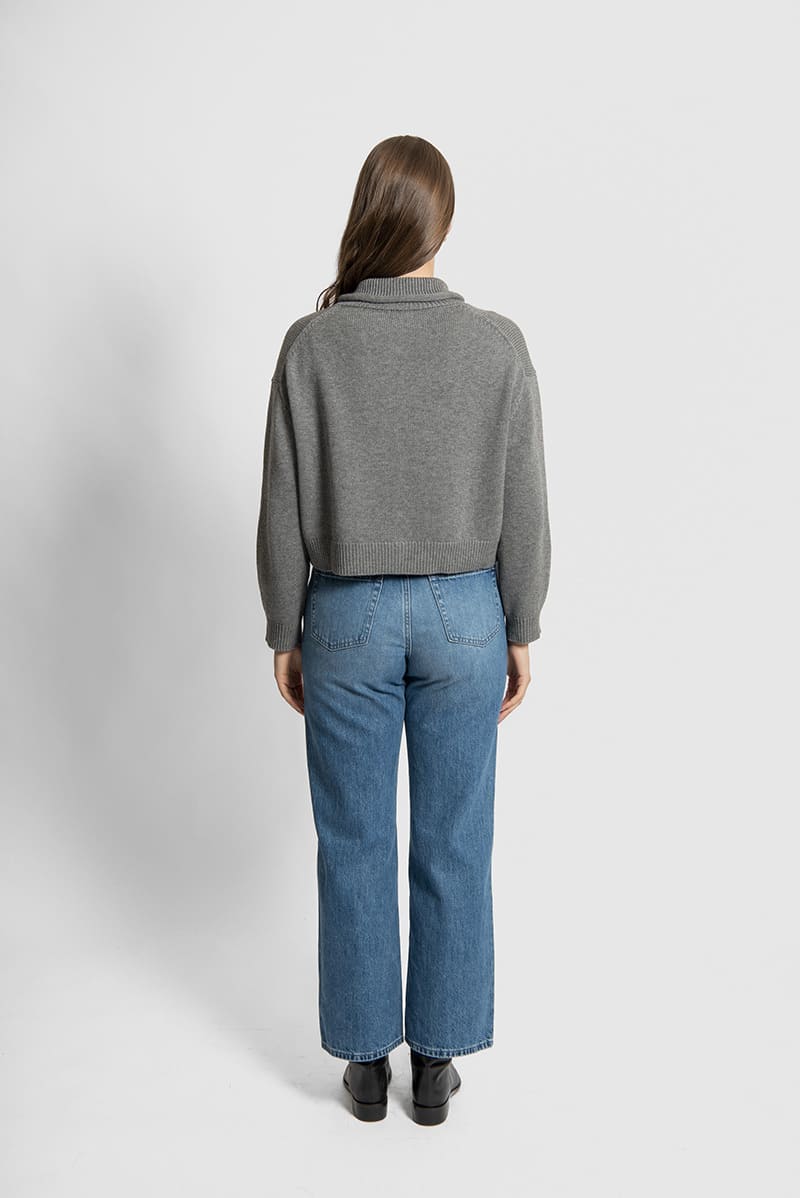 FIELDS FunnelN Cropped Cardy MGrey