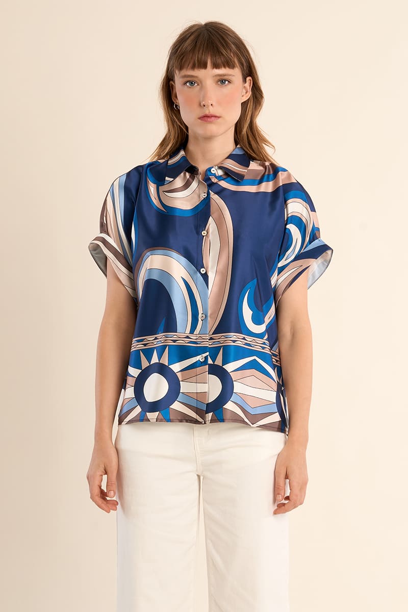 MOLLY BRACKEN Woven Shirt NavAnthea