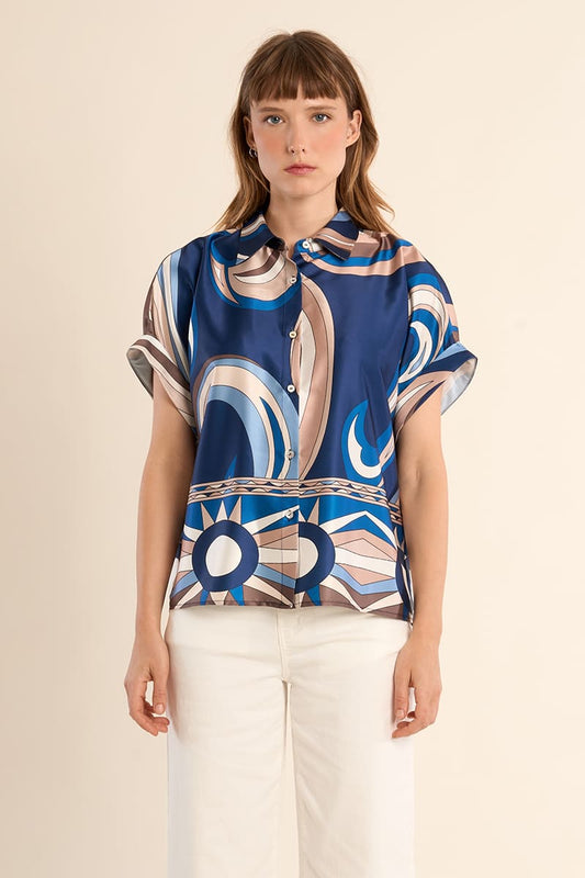 MOLLY BRACKEN Woven Shirt NavAnthea