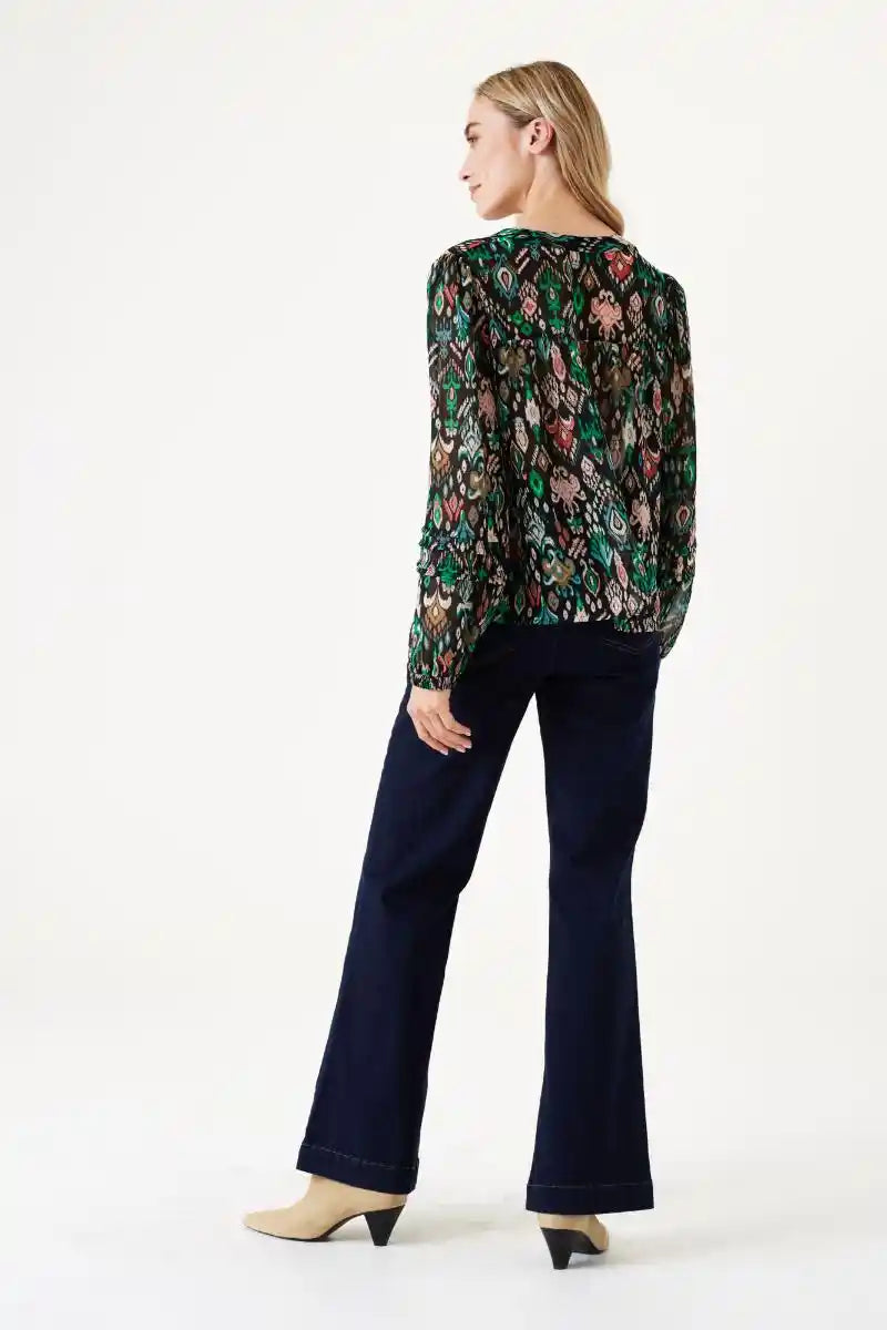 GARCIA Ikat Tie Blouse BlackMulti