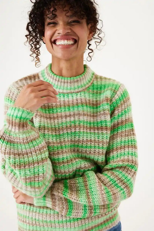GARCIA Stripe Pullover LimeGoldenBrown
