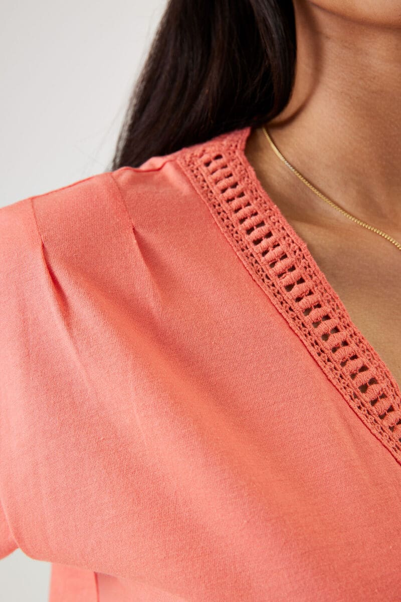 GARCIA V Neck Trimmed Tee EmberGlow