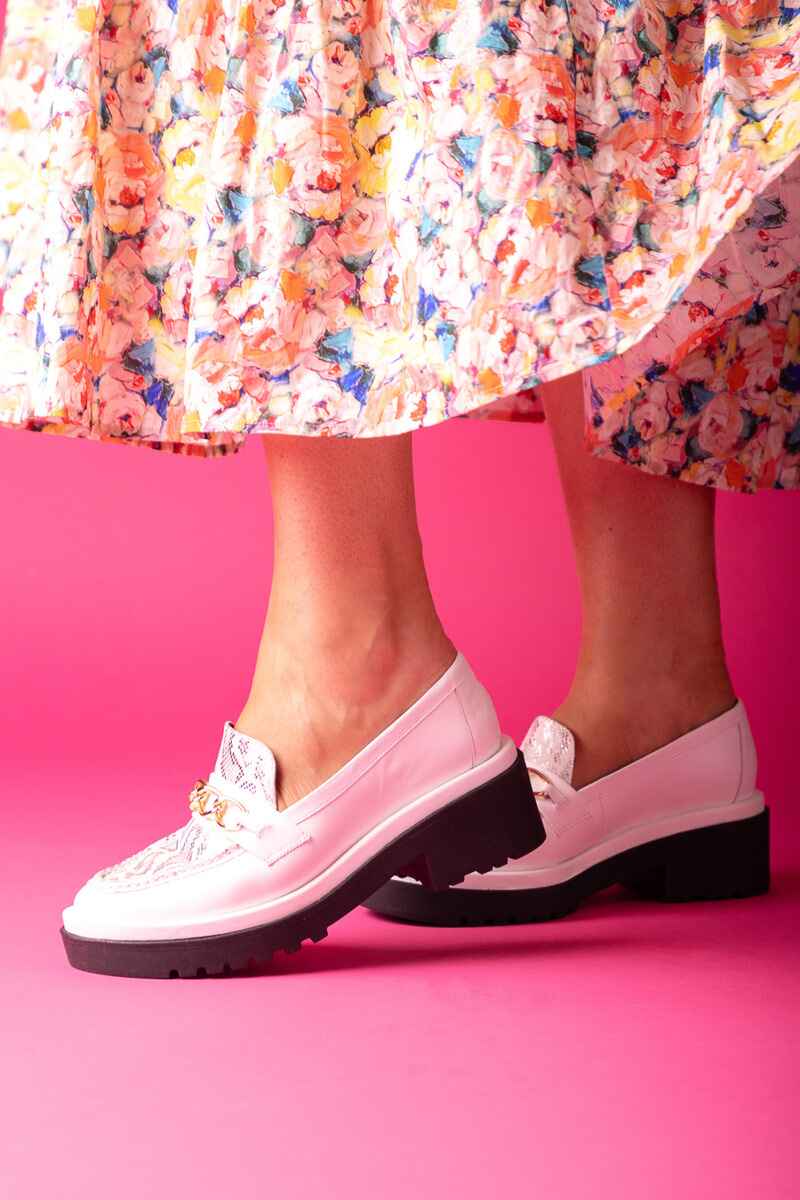 HEY MOND Annie Snake Loafer WhSil