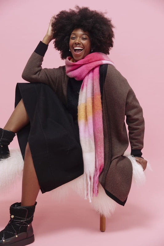 HAVEN Niseko Check Scarf Pink