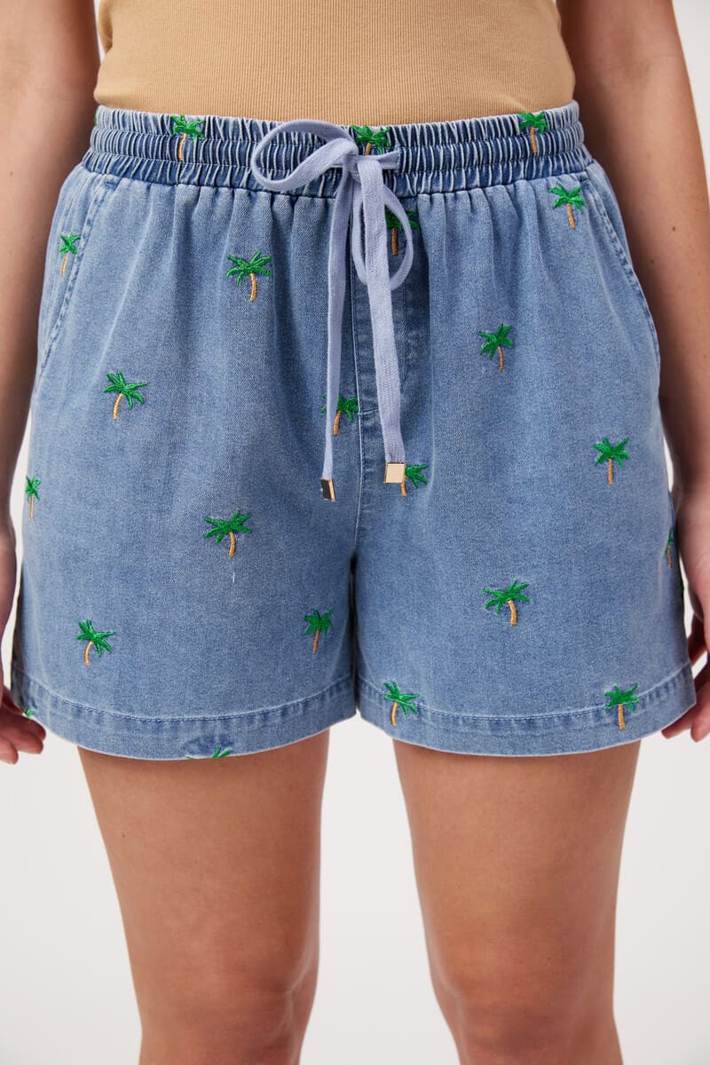 HAVEN Mauritius Embr Shorts DenBlue
