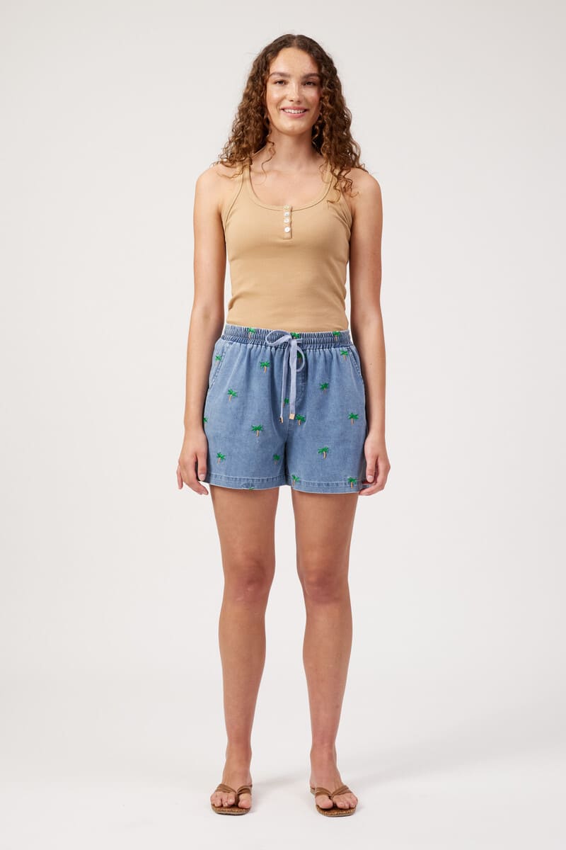 HAVEN Mauritius Embr Shorts DenBlue