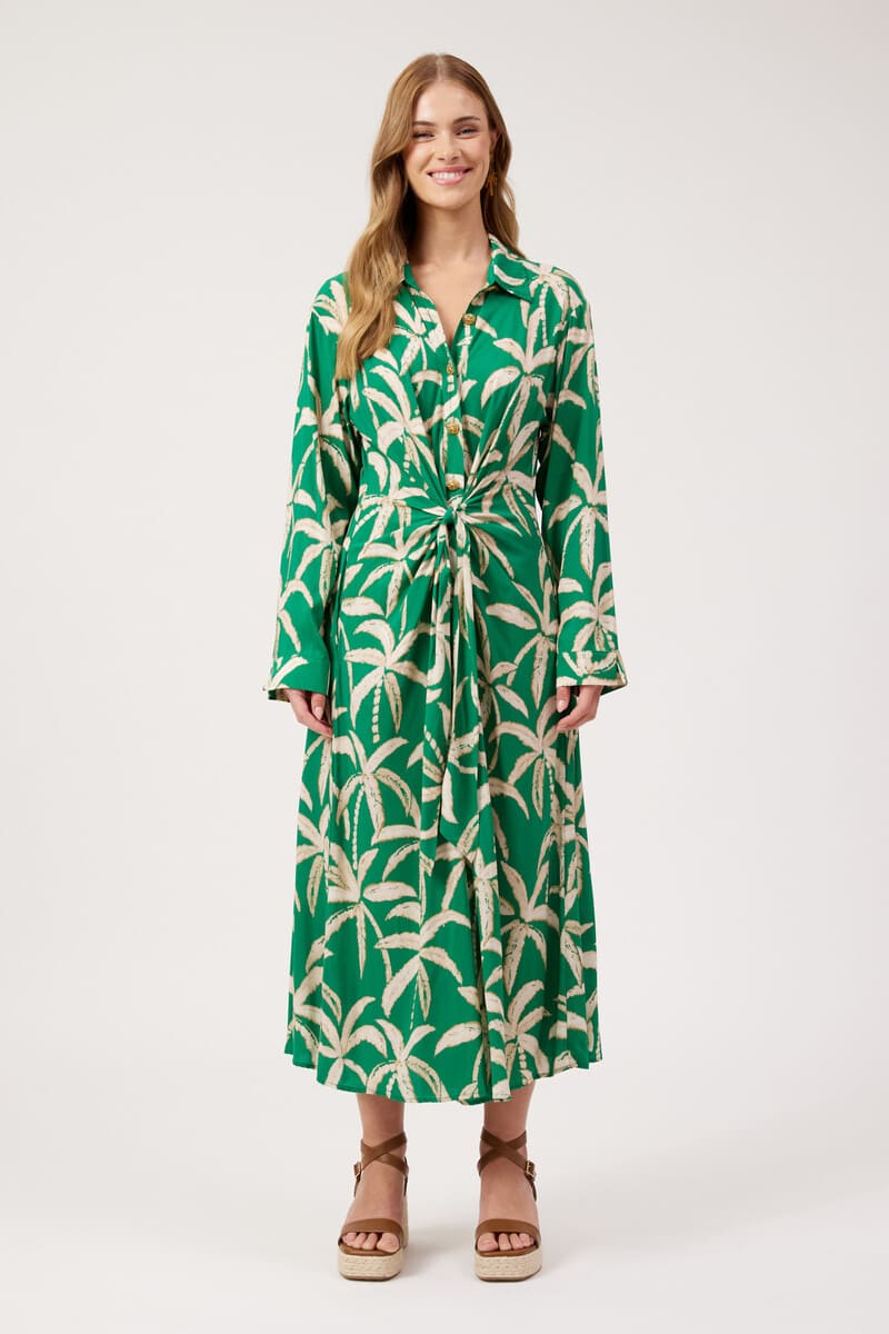 HAVEN Congo Midi Shirt Dress Palm