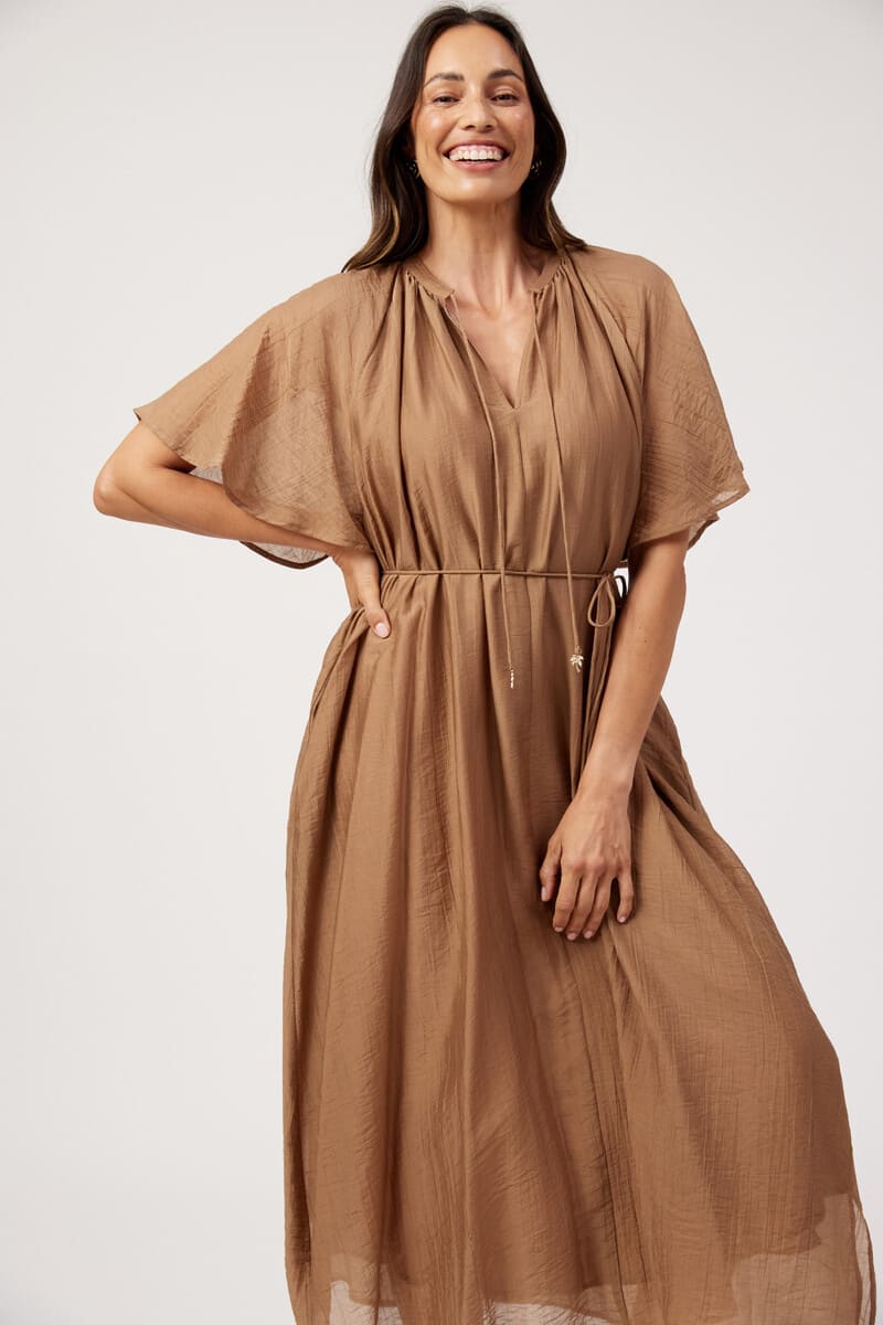 HAVEN Kenya Midi Dress Wheat