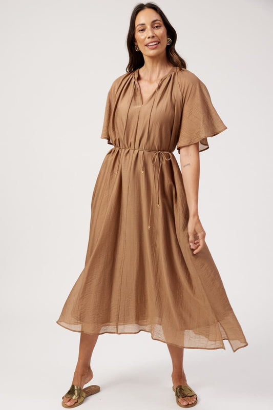 HAVEN Kenya Midi Dress Wheat
