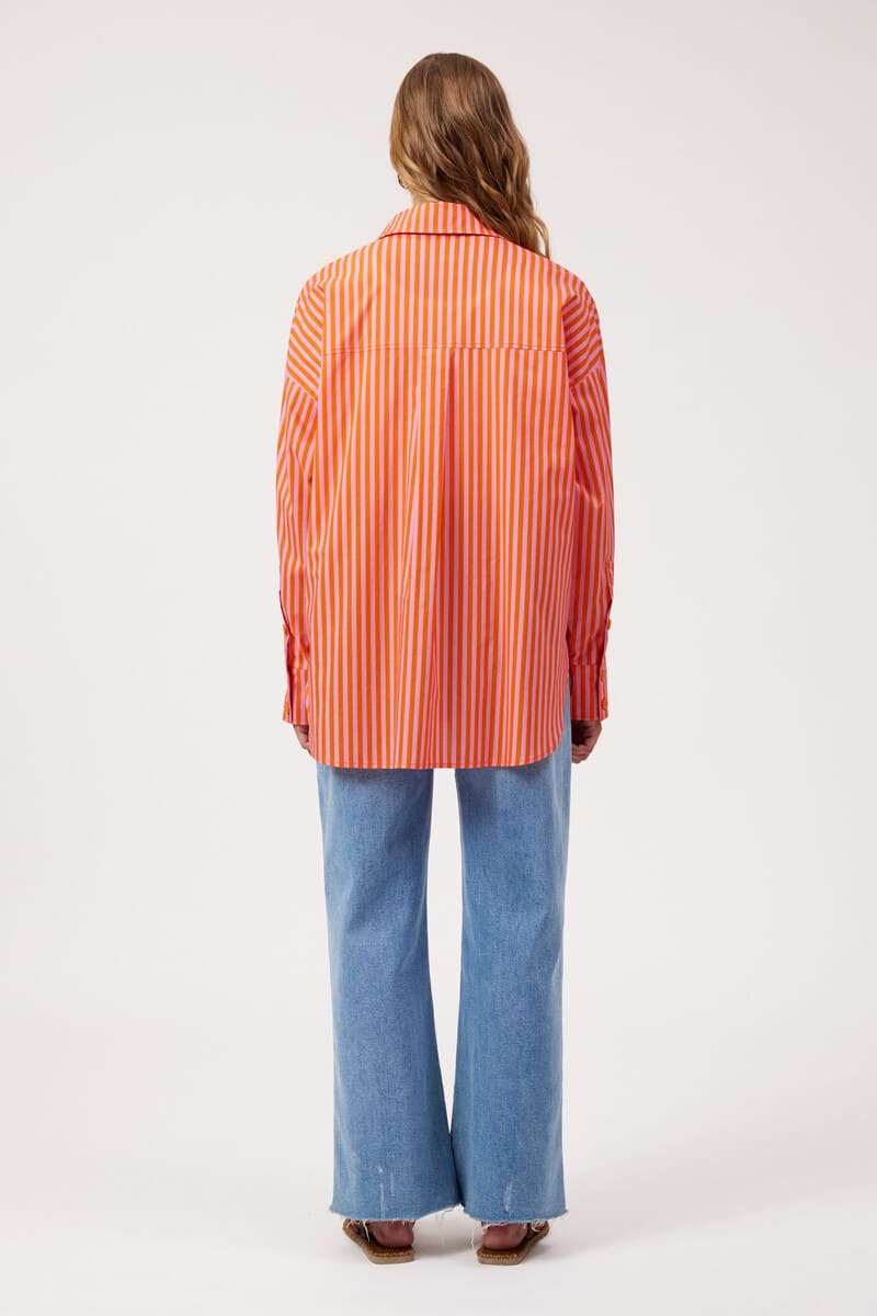 HAVEN Mykonos Emb Stripe Shirt Pink