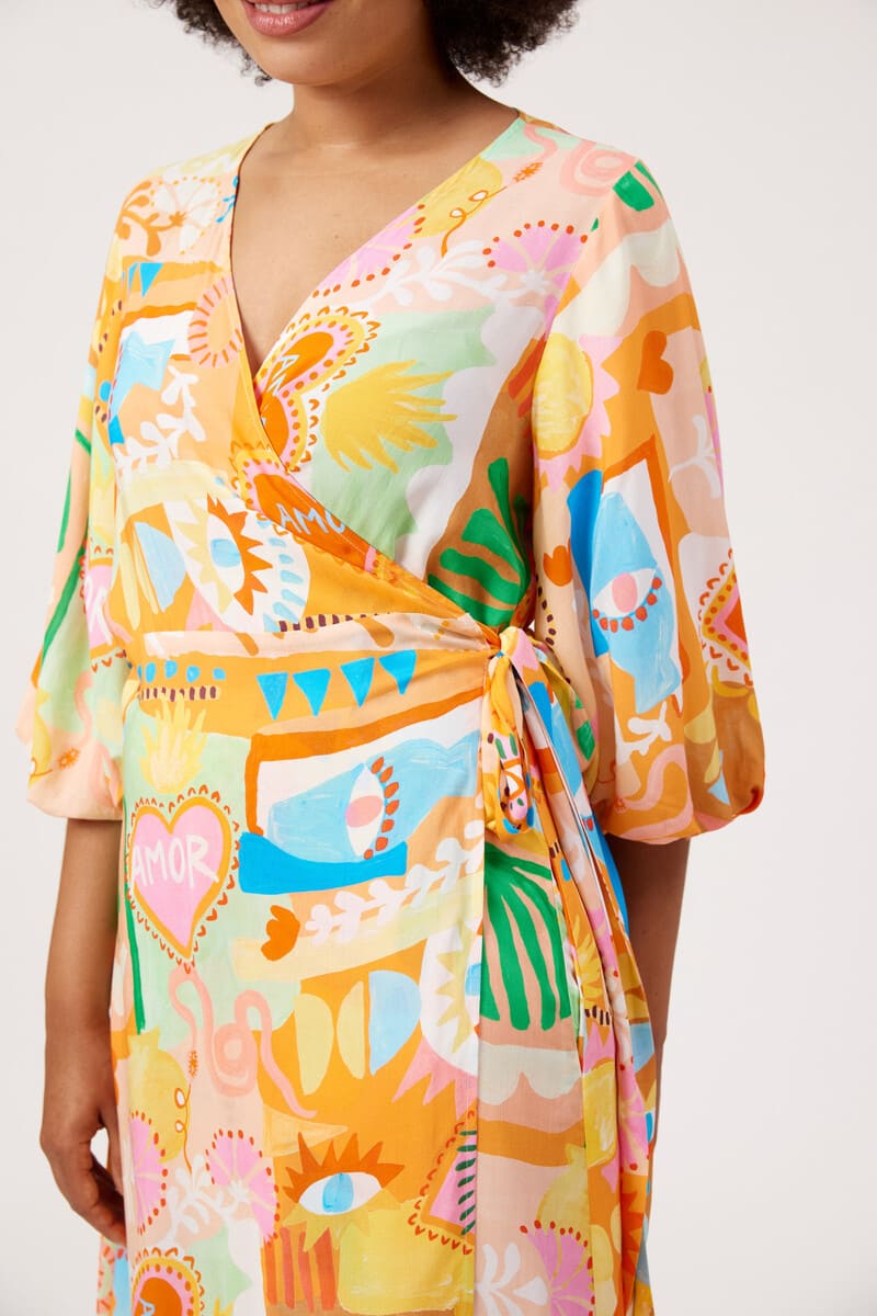 HAVEN Mykonos Wrap Midi Dress Mati